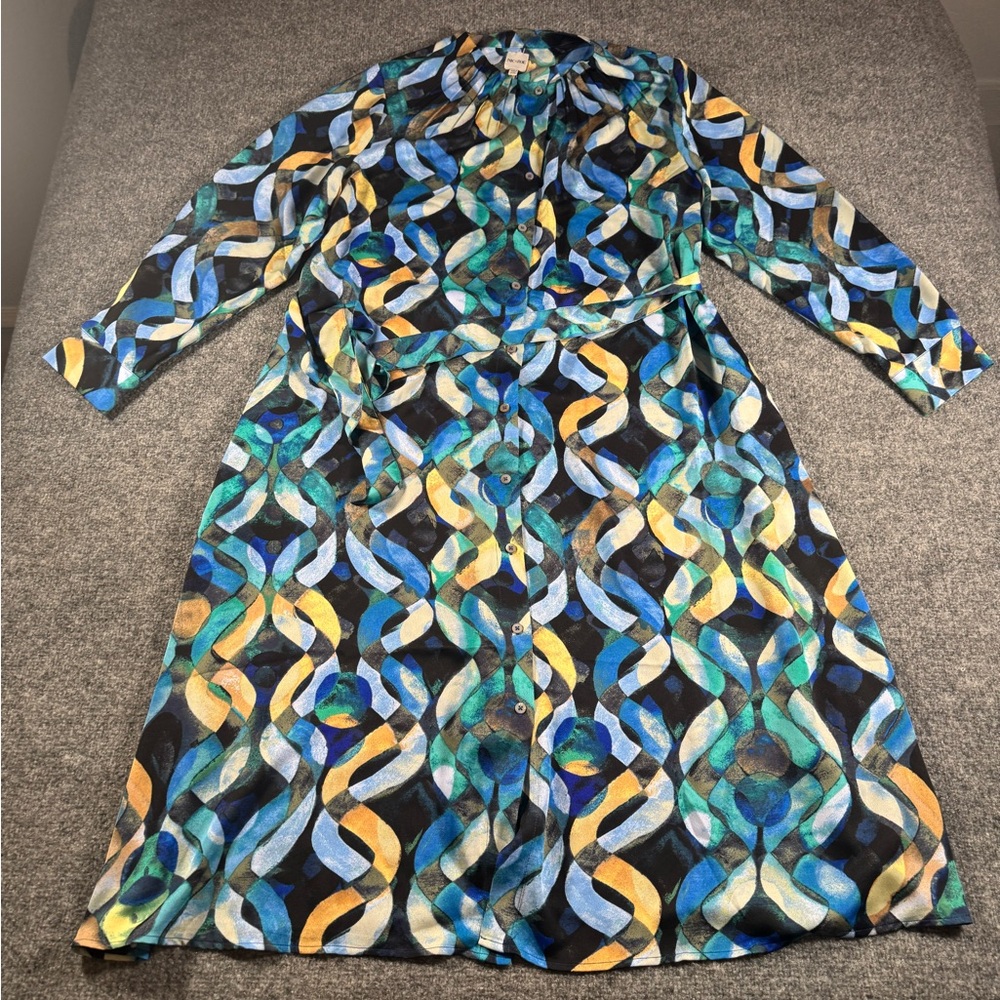 Nic+Zoe Women’s Wave Links Loren Long Sleeve Blue Shirtdress SZ XXL - Picture 3 of 14